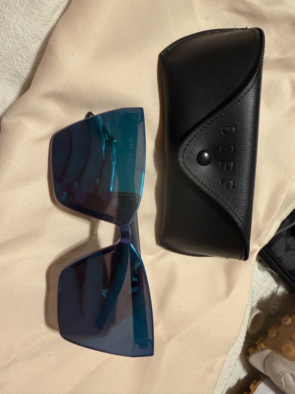 Blue Mirrored Oversized Square Sunglasses